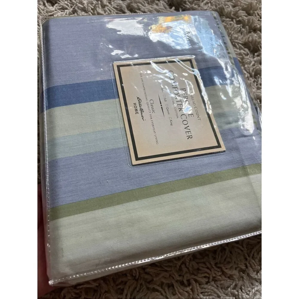 NEW Vintage EDDIE BAUER Twin Percale Comforter Cover Multi Striped